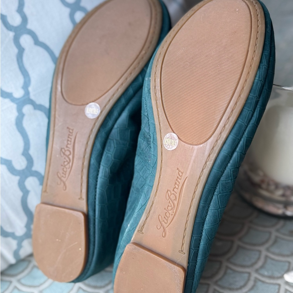 Lucky Brand Emmie Ballet Flat Leather Teal Blue Women’s Size 8.5 - Picture 14 of 14